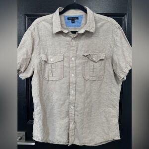 Banana Republic men's linen short-sleeve button-down Shirt Size L